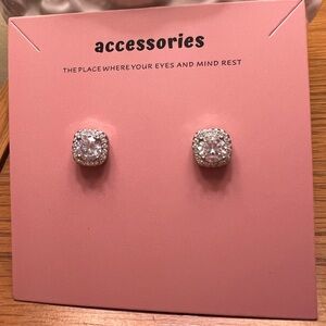 Silver Crystal Stud Earrings NWT